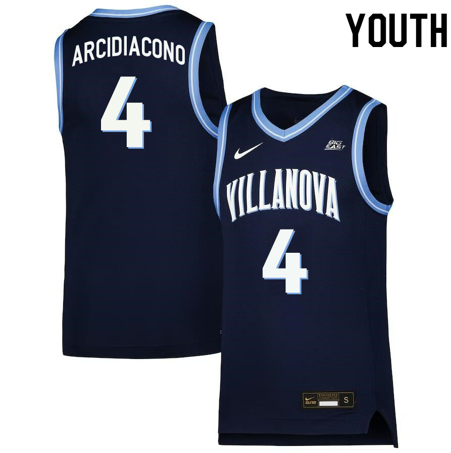 Youth #4 Chris Arcidiacono Willanova Wildcats College 2022-23 Basketball Stitched Jerseys Sale-Navy - Click Image to Close